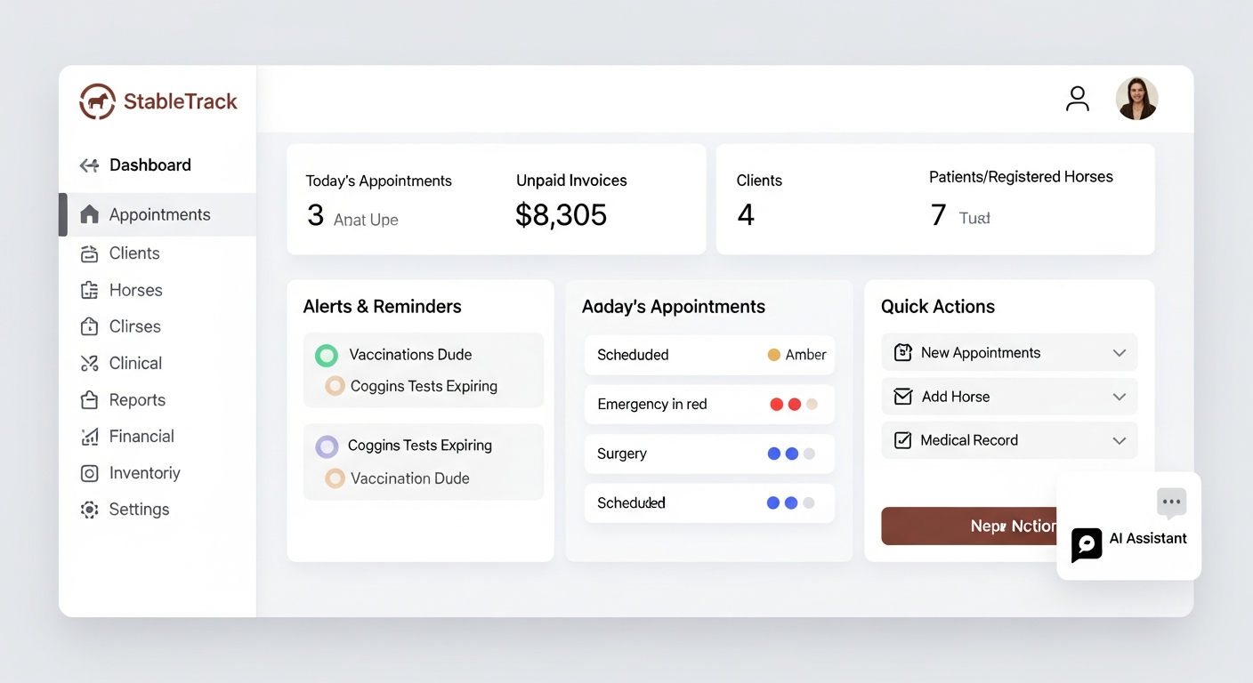 StableTrack dashboard view